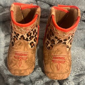 Twister Kids Boots with Leopard and Red Accents